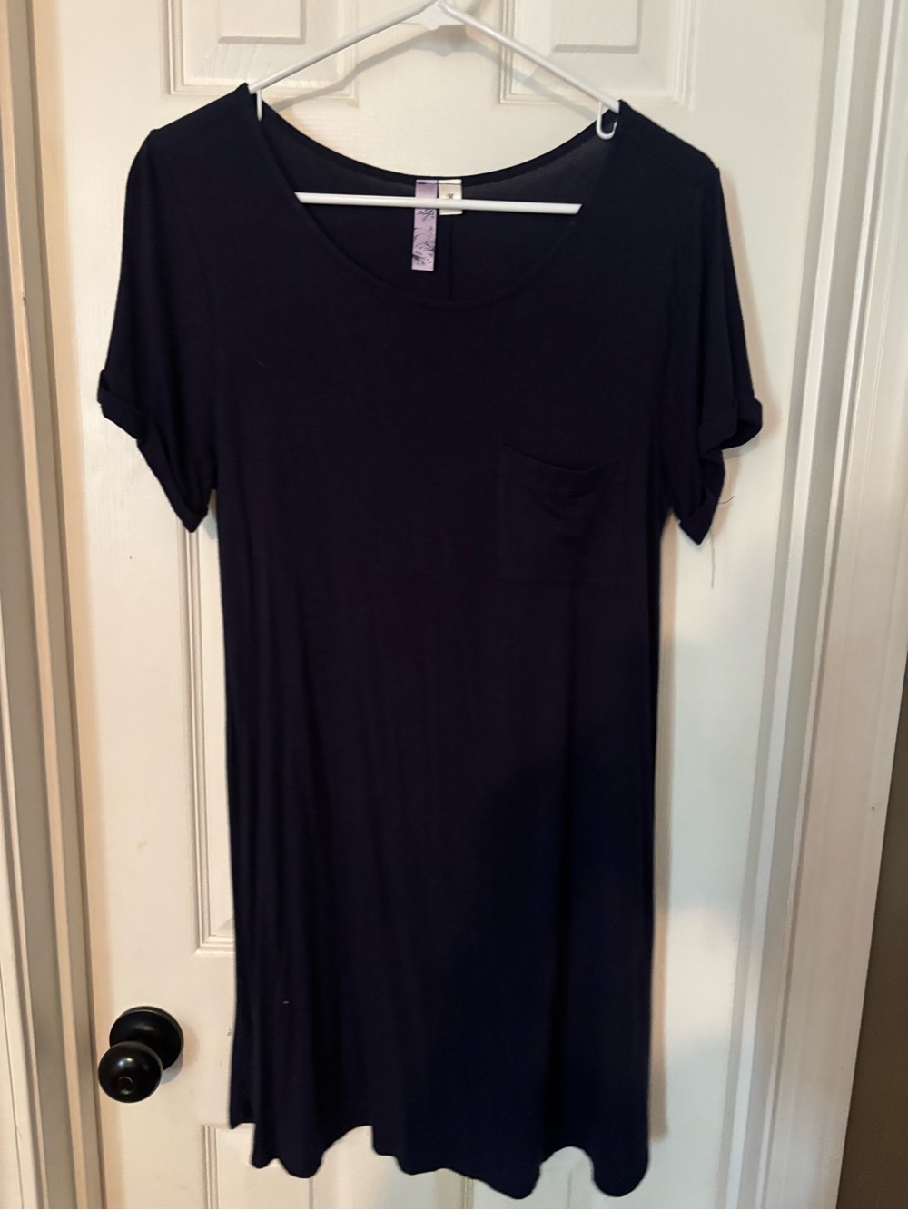 Women's Black Short Sleeve Pocket Tunic Dress